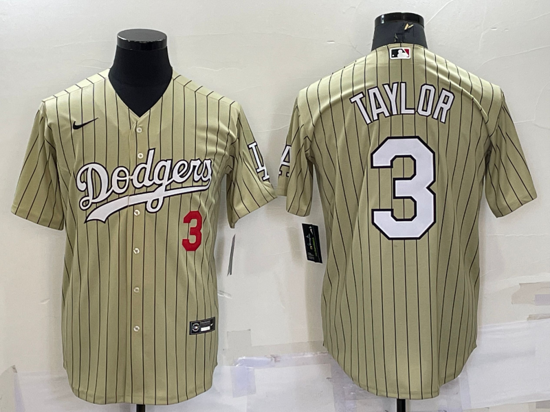 Men's Los Angeles Dodgers Chris Taylor #3 Gold Baseball Jersey